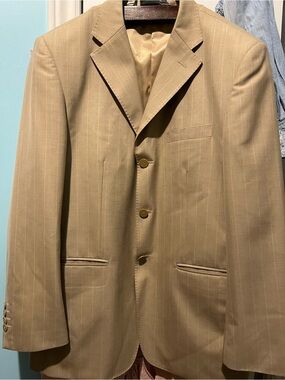 Vintage Giorgio Armani Collezioni Pinstripe 3-Button Blazer Suit Jacket 48 Wool